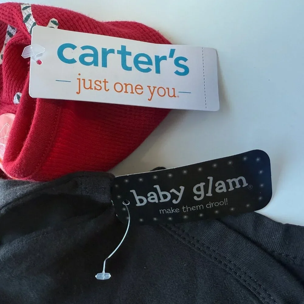 Baby Glam & Carters Bodysuit & Sleepwear Set Unisex NB Black Red 2-Pack